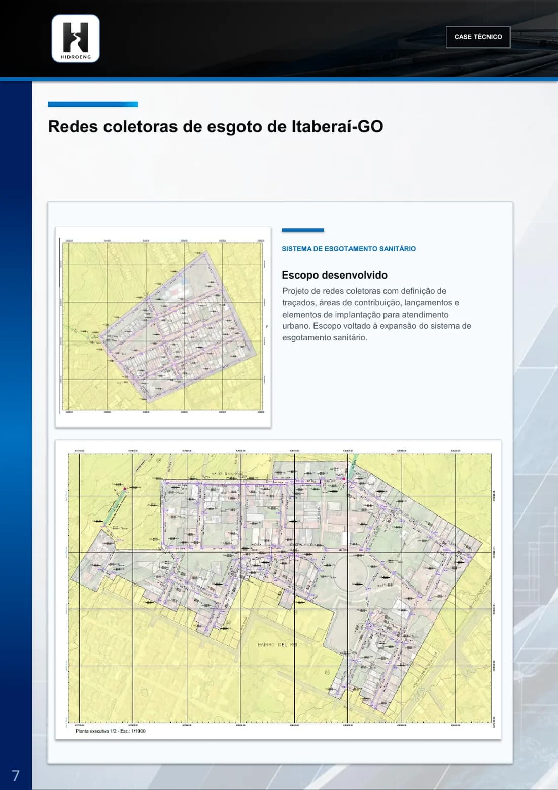 Prancha técnica do projeto Redes coletoras de esgoto de Itaberaí-GO
